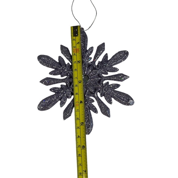 Set of 2 Sparkly Purple Snowflake Glitter Christmas Ornaments - Picture 6 of 6